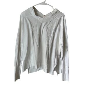 FP Movement White Cotton Split V-Neck Long Sleeve Top OB1569641 XS